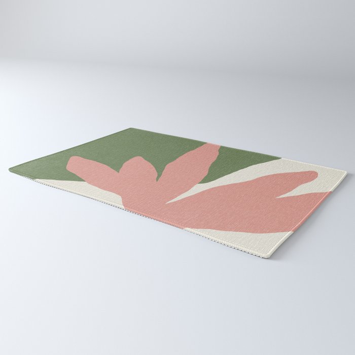 Leaves Minimalism - Pink Green Rug Gallery Image 3