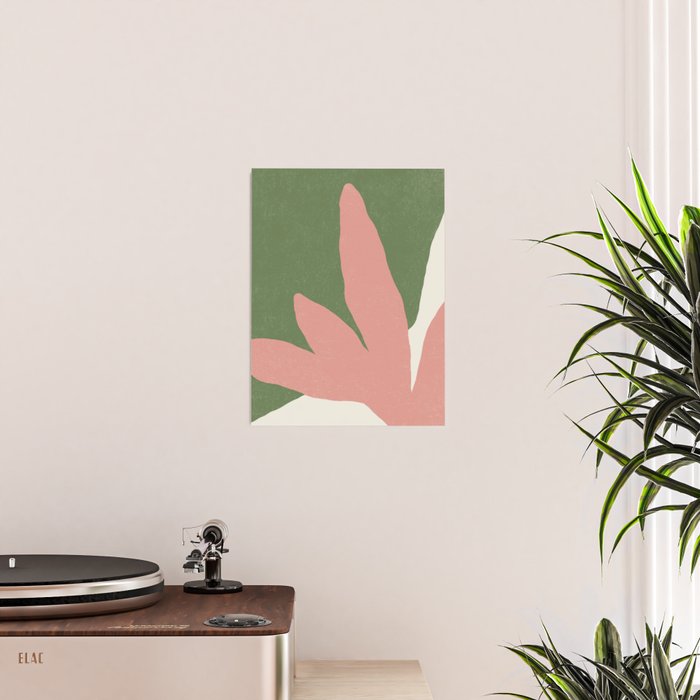 Leaves Minimalism - Pink Green Poster Gallery Image 2