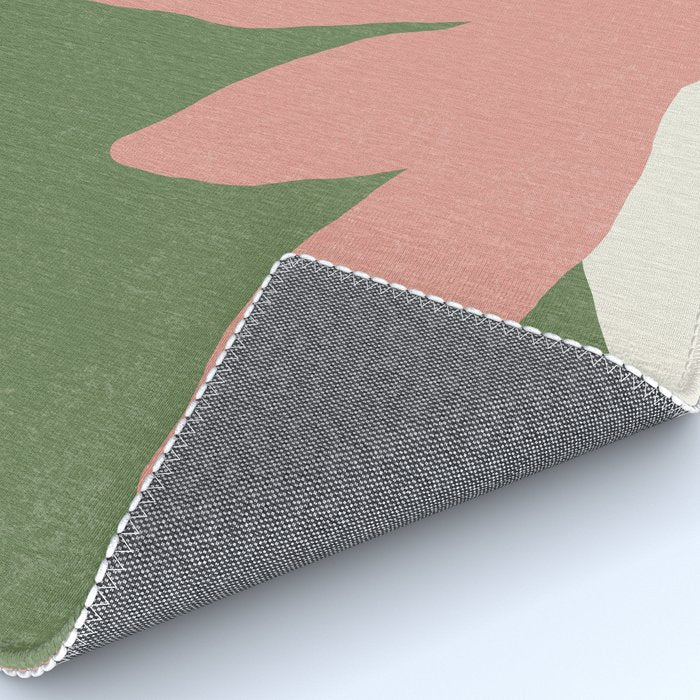 Leaves Minimalism - Pink Green Rug Gallery Image 4