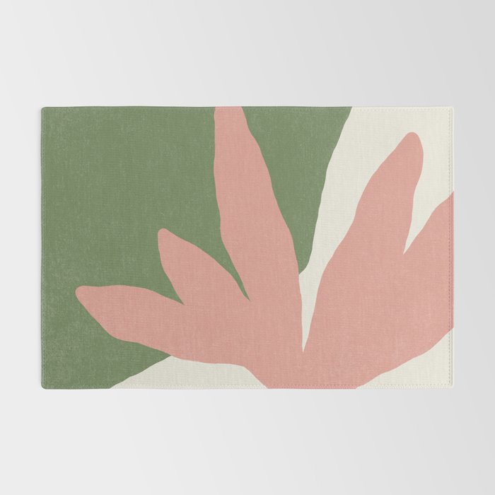 Leaves Minimalism - Pink Green Rug Gallery Image 2
