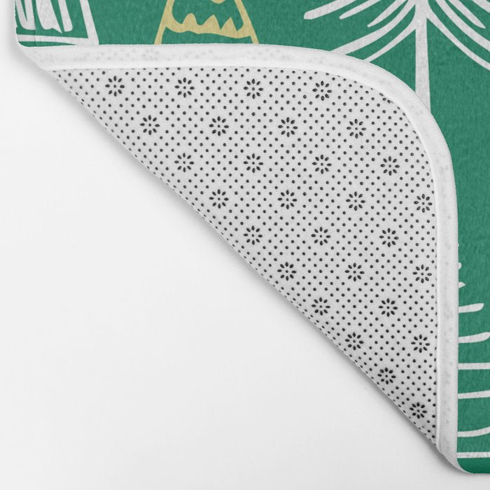 Green christmas pine tree doodle pattern Bath Mat Gallery Image 2