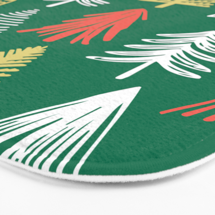 Green christmas pine tree doodle pattern Bath Mat Gallery Image 3