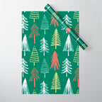 Green christmas pine tree doodle pattern Wrapping Paper Gallery Image 1