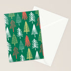 Green christmas pine tree doodle pattern Stationery Card Gallery Image 2
