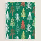 Green christmas pine tree doodle pattern Jigsaw Puzzle Gallery Image 1