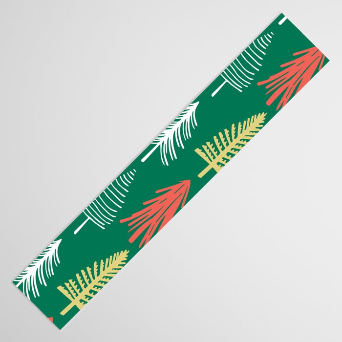Green christmas pine tree doodle pattern Table Runner Gallery Image 3
