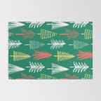 Green christmas pine tree doodle pattern Rug Gallery Image 2