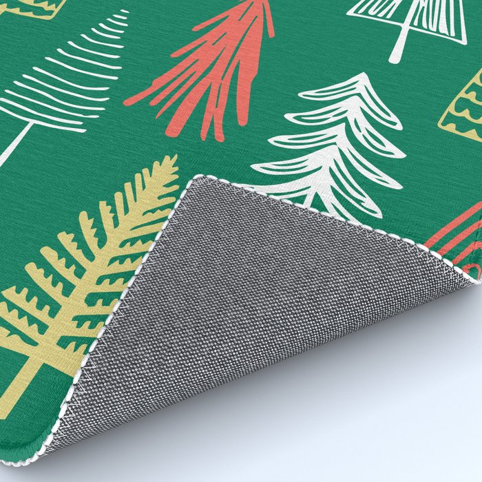 Green christmas pine tree doodle pattern Rug Gallery Image 4