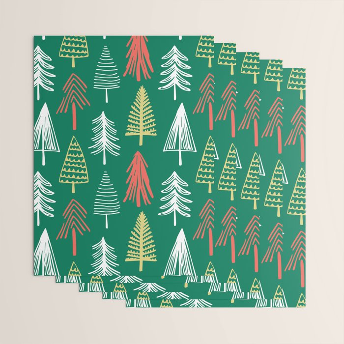 Green christmas pine tree doodle pattern Wrapping Paper Gallery Image 3