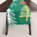 Green christmas pine tree doodle pattern Table Runner Gallery Image 1