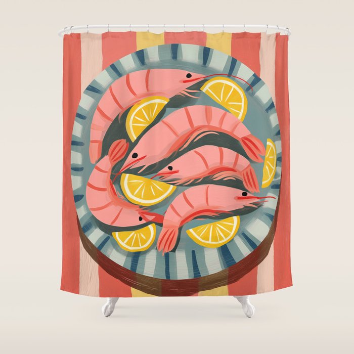 Shrimp Picnic Shower Curtain Gallery Image 1