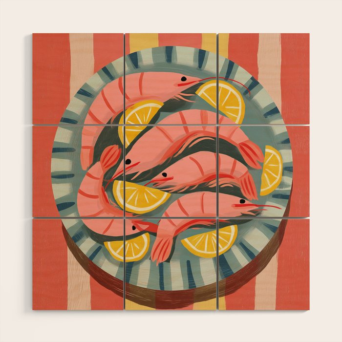 Shrimp Picnic Wood Wall Art Gallery Image 1
