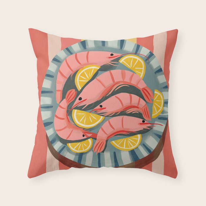 Shrimp Picnic Throw Pillow Gallery Image 1