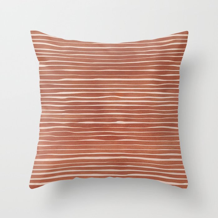 Nomad Terracotta Stripes Throw Pillow Gallery Image 6
