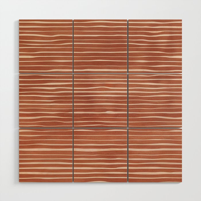 Nomad Terracotta Stripes Wood Wall Art Gallery Image 1