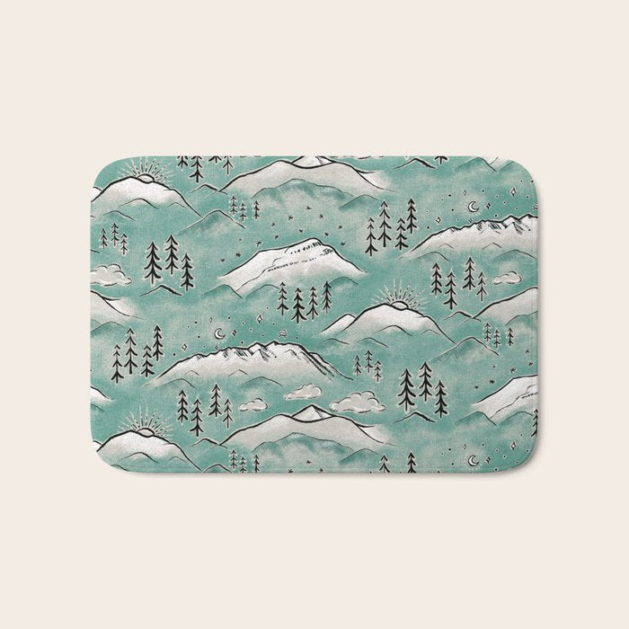 Monte Vista - Turquoise and silver Bath Mat Gallery Image 1