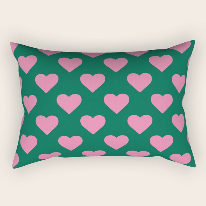 Bubblegum and Forest Just Hearts Rectangular Pillow Gallery Image 2