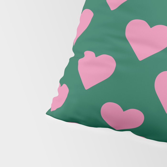 Bubblegum and Forest Just Hearts Pillow Sham Gallery Image 4