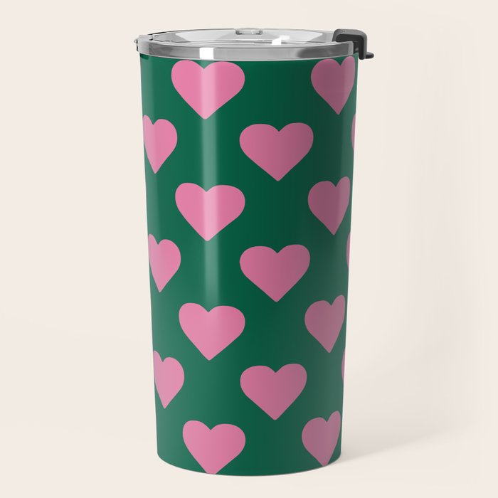 Bubblegum and Forest Just Hearts Travel Mug Gallery Image 2