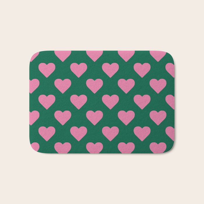 Bubblegum and Forest Just Hearts Bath Mat Gallery Image 1