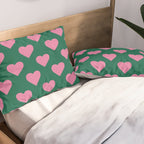 Bubblegum and Forest Just Hearts Pillow Sham Gallery Image 2