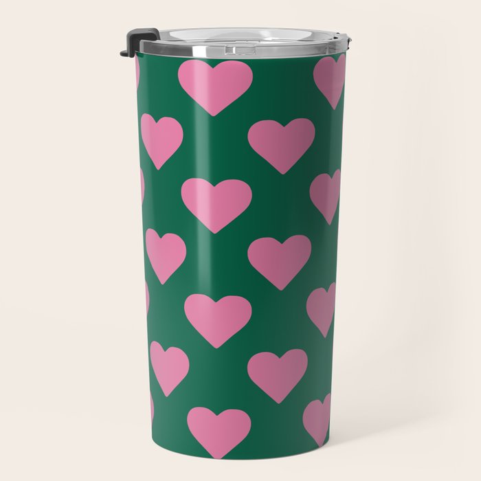 Bubblegum and Forest Just Hearts Travel Mug Gallery Image 3