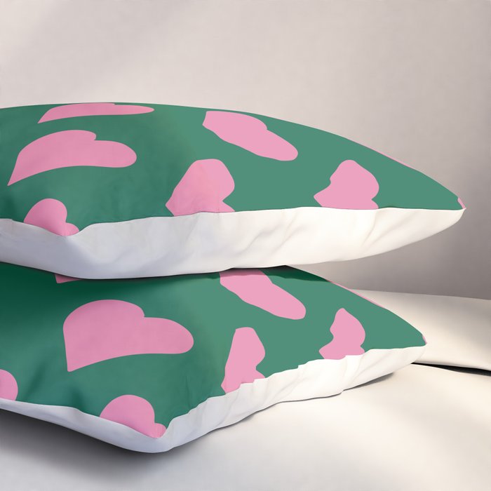 Bubblegum and Forest Just Hearts Pillow Sham Gallery Image 3