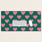 Bubblegum and Forest Just Hearts Desk Mat Gallery Image 1