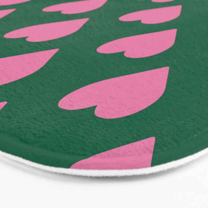 Bubblegum and Forest Just Hearts Bath Mat Gallery Image 3
