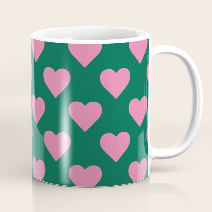 Bubblegum and Forest Just Hearts Coffee Mug Gallery Image 1