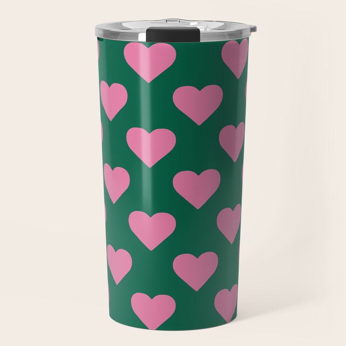 Bubblegum and Forest Just Hearts Travel Mug Gallery Image 1
