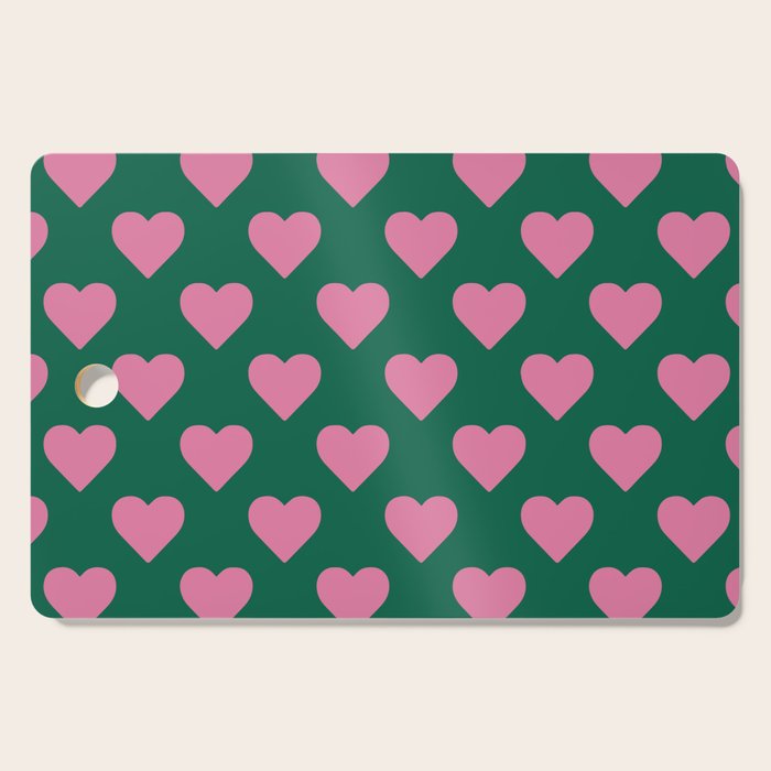 Bubblegum and Forest Just Hearts Cutting Board Gallery Image 1