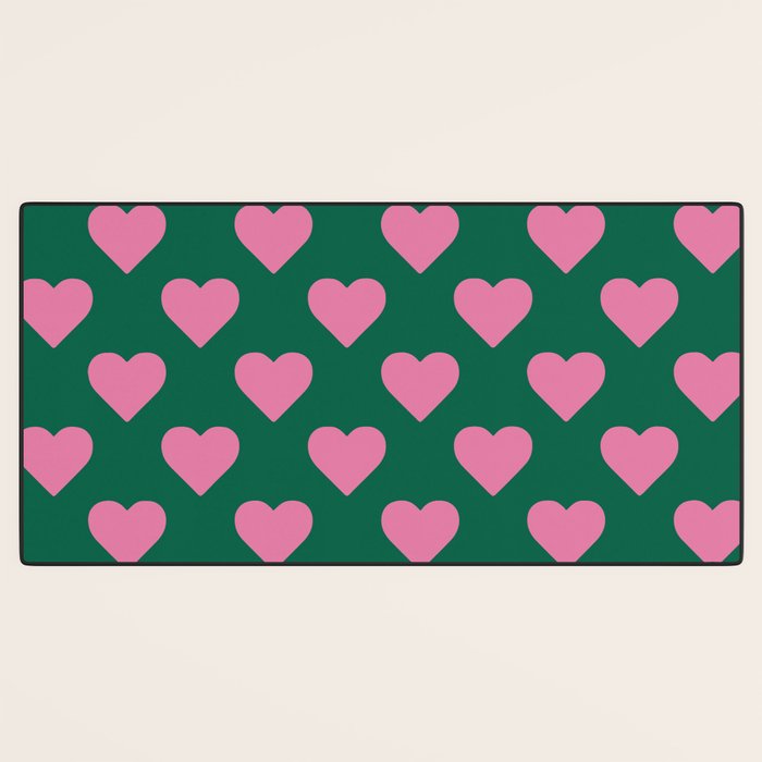 Bubblegum and Forest Just Hearts Desk Mat Gallery Image 3