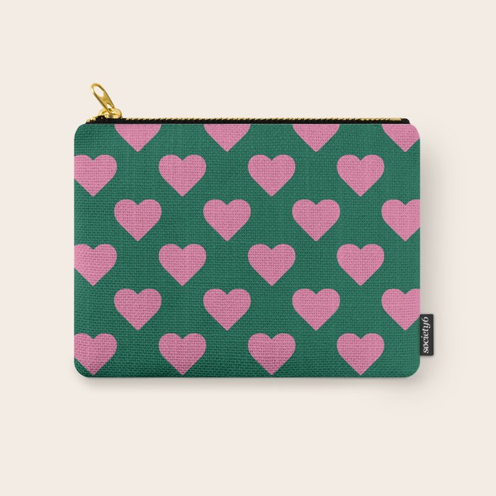 Bubblegum and Forest Just Hearts Carry All Pouch Gallery Image 1
