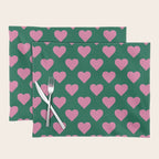 Bubblegum and Forest Just Hearts Placemat Gallery Image 1