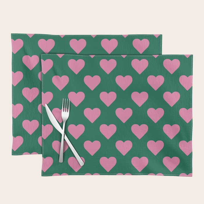 Bubblegum and Forest Just Hearts Placemat Gallery Image 1