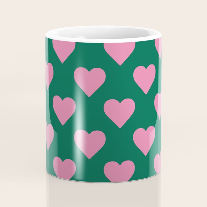 Bubblegum and Forest Just Hearts Coffee Mug Gallery Image 4