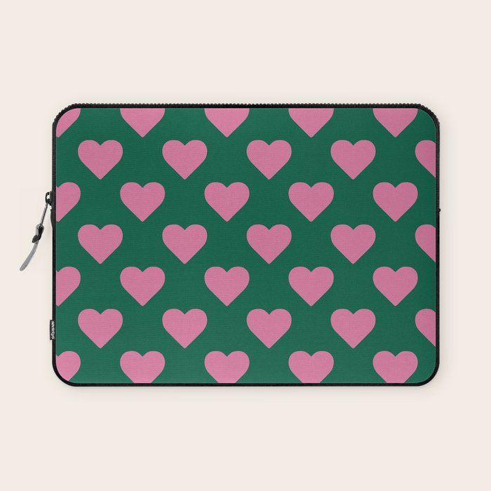 Bubblegum and Forest Just Hearts Laptop Sleeve Gallery Image 1