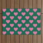 Bubblegum and Forest Just Hearts Outdoor Rug Gallery Image 1