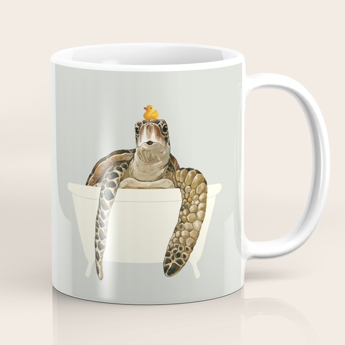 Sea Turtle in Bathtub #green Coffee Mug Gallery Image 1