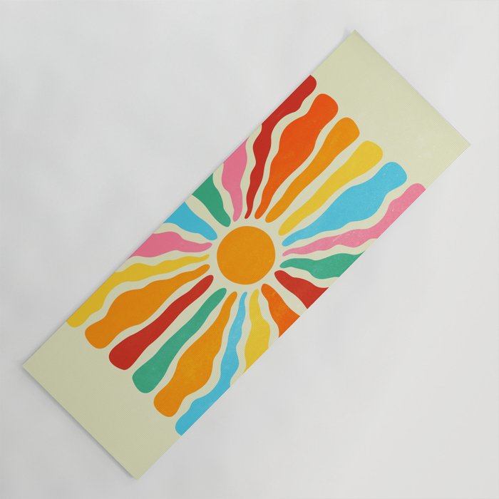Retro Sun Waves: Rainbow Edition Yoga Mat Gallery Image 1