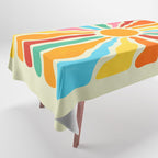 Retro Sun Waves: Rainbow Edition Tablecloth Gallery Image 1