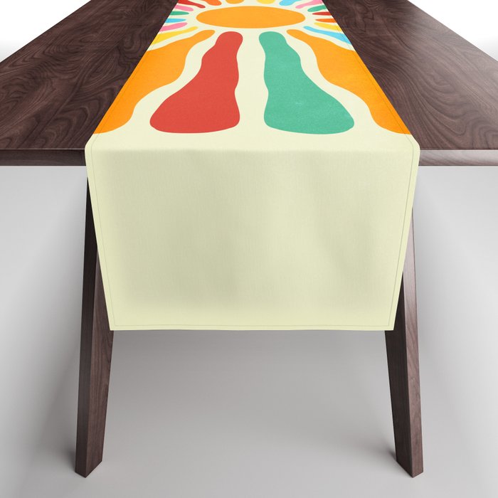 Retro Sun Waves: Rainbow Edition Table Runner Gallery Image 1