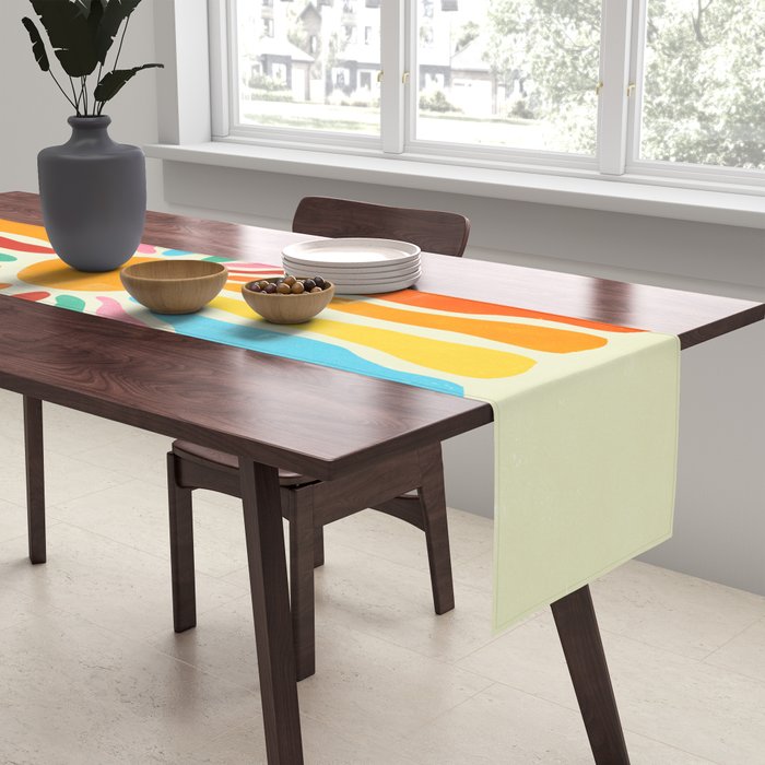 Retro Sun Waves: Rainbow Edition Table Runner Gallery Image 2