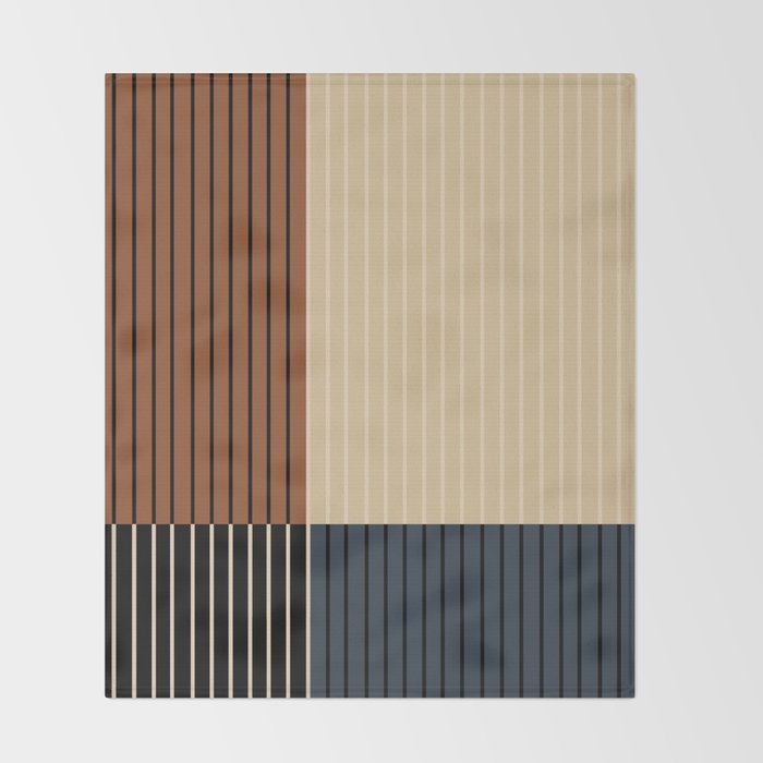Color Block Line Abstract I Boho Rustic Throw Blanket Gallery Image 2