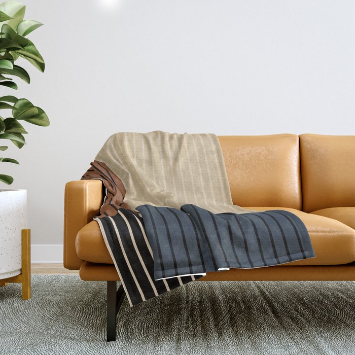 Color Block Line Abstract I Boho Rustic Throw Blanket Gallery Image 1
