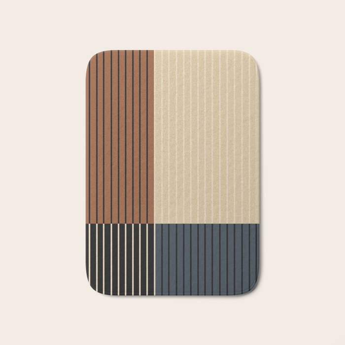 Color Block Line Abstract I Boho Rustic Bath Mat Gallery Image 1