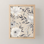 Modern, Boho, Floral Prints, Beige, Gray and White Mini Art Print Gallery Image 1