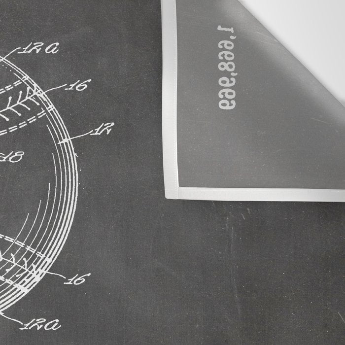 Baseball Patent - Softball Art - Black Chalkboard Wall Tapestry Gallery Image 3