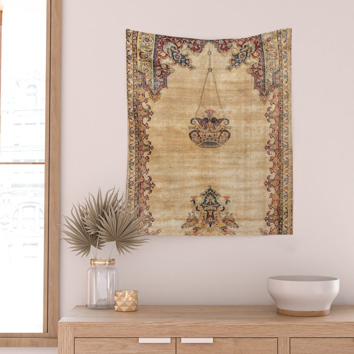 Tabriz  Antique North West Persian Silk Niche Rug Print Wall Tapestry Gallery Image 2